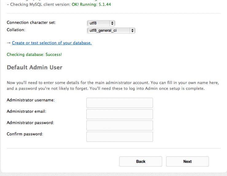 Install MODX Revolution - create admin user