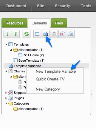MODX Revolution create a template variable